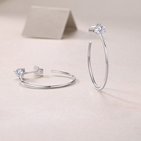 Boucles d'oreilles créoles en argent sterling 925 avec moissanite pour femme, moissanite taille brillant rond, couleur D, pureté VVS1