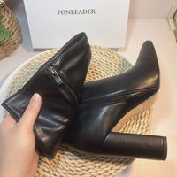 Bottes pour femmes, hauteur genou, talon bloc, nouvelle mode, cuir, bottes hautes pour femmes