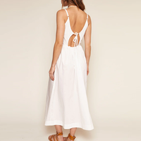 Vestido Largo Informal de Algodón sin Mangas con Tirantes Finos para Mujer, Personalizado por el Fabricante, de Alta Calidad