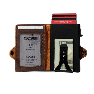 CASEKEY Wholesale Price Leather <b>Wallet</b> Custom LOGO Thin Bifold Card <b>Holder</b> With RFID Protection - Product Image 2