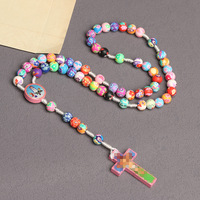 Bestseller Collier chapelet coloré, Chaîne de chapelet en perles d'argile souple, Accessoires pour enfants
