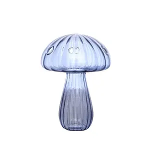독특한 사용자 정의 만든 간단한 스타일 손으로 불어 컬러 섬세한 버섯 모양 유리 버드 꽃병 점과 구멍