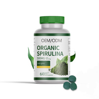 Comprimés de spiruline biologique verte naturelle en vrac à étiquette privée personnalisée, poudre/comprimés de spiruline