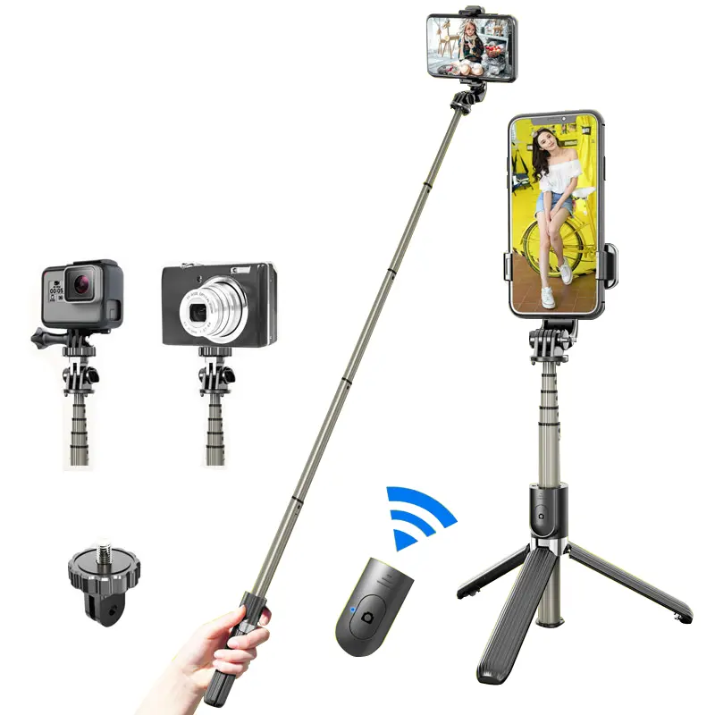 Invisible L03 82cm 5 Level Stretch 3 in one Adjustable Aluminium Alloy Tripod Selfie Stick with Remote Shutter for Gopro