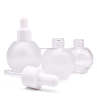 Botol tetes kaca kecil 1 oz 10ml, botol minyak esensial kaca transparan bulat kosmetik kaca 1 oz
