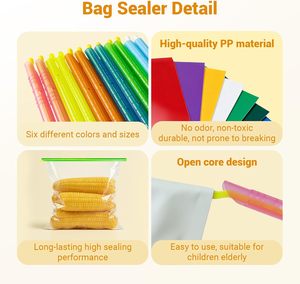 Bâtonnets de scellage magiques réutilisables pour sacs, clips de conservation alimentaire en <span class=keywords><strong>plastique</strong></span> multi-tailles et multi-couleurs, fermetures hermétiques et étanches pour les collations - Product Image 3