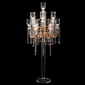 Candelabra Candle Holder MH-Z195 Candle Stick Holders Crystal Candelabra With Glass Hurricane Decorating Candle Holders