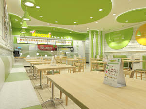 Meubles de magasin de jus de fruits de magasin d'alimentation de décoration de conception de <span class=keywords><strong>pizzeria</strong></span> verte à <span class=keywords><strong>vendre</strong></span> - Product Image 4