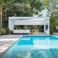 Pergola à persiennes électrique extérieure en aluminium 3x3-3x5m Système d'éclairage LED personnalisable Patio Balcon Pergola Nature Pression