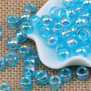 Acrylic Barrel <b>Beads</b> 6x9mm Transparent Ab Color Large Hole <b>Loose</b> <b>Beads</b> For Children Bracelet And Braided Hair Ornaments - Product Image 3