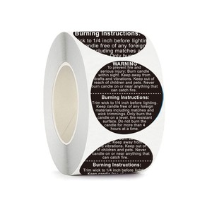 สติกเกอร์ฉลากเตือนความปลอดภัยสำหรับเทียนหอม ขายส่ง MOQ ต่ำ - Product Image 4