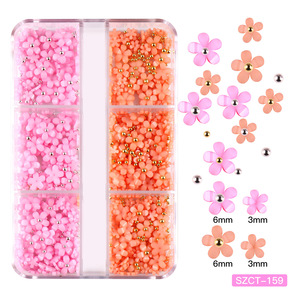 Cuentas plateadas y doradas para <span class=keywords><strong>uñas</strong></span>, mini <span class=keywords><strong>flores</strong></span> acrílicas <span class=keywords><strong>3D</strong></span> de resina blanca, adornos para <span class=keywords><strong>uñas</strong></span>, venta al por mayor - Product Image 4
