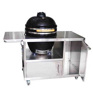 Meja panggang barbekyu Kamado, alat panggang Stainless Steel, arang BBQ keramik Kamado 52 cm - Product Image 6