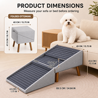 Faltbare Öko-Freundliche Hunderampe aus Massivholz für Kleine Hunde & Katzen Rutschfeste Hundetreppe Haustierzubehör Hunderampe Ottoman für Bett Sofa