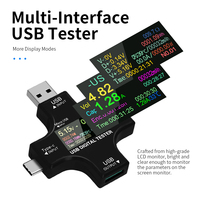 DC 3.6-32.0V/0-5.1A 2 In 1 Tipe C USB Tester Layar Warna LCD Digital Meter Tegangan Saat Ini Voltmeter Kabel USB Detektor Pengisi Daya