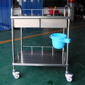 Xin Yuchen Stainless Steel Treatment Cart 750x450x900mm With Drawer And Bucket For Medical Use - Product Image 1