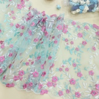Chinois en gros personnalisé couleur pure vif broderie florale bordure dentelle tissu décoratif femmes sous-vêtements robes