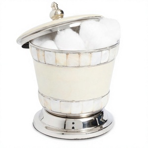 Mother of Pearl Stainless Steel Bathroom Set Cotton Holder with Enamel Finished - Product Image 2