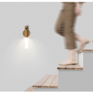 Wooden Stick Smart Night <b>Light</b> Usb Charging <b>with</b> Storage Base Human Body Cabinet Closet Wall Lamp Table Lamp - Product Image 5