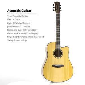 Haute qualité 36/40/41 pouces guitare acoustique épicéa scié en bois massif de style folk Qlossy prix de gros guitare de haute qualité - Product Image 2