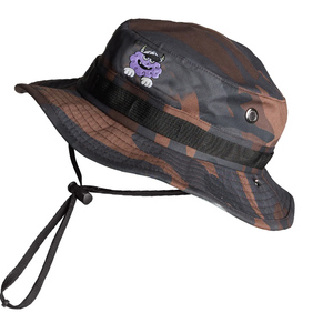 Venta al por mayor de sombrero de pesca Boonie de ala ancha con cuerda protección solar gorra de Safari caza al aire libre sombrero de cubo - Product Image 6