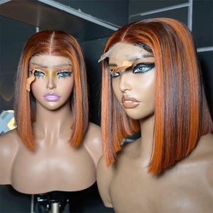 Perruques Courtes Bob Lisses en <span class=keywords><strong>Cheveux</strong></span> Indiens Naturels, Meilleures Ventes, Perruques Lace Front en <span class=keywords><strong>Cheveux</strong></span> Humains, Brun <span class=keywords><strong>Chocolat</strong></span> 12A HD pour Perruque - Product Image 1