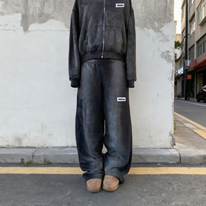 Tùy Chỉnh Sang Trọng Quá Khổ Của Nam Giới Sweatpants Hoodie Set Rửa Thẳng Thời Trang Phố Bộ Đồ Thể Thao In Mùa Đông Tùy Chỉnh Crop Jogger Ngăn Xếp - Product Image 3