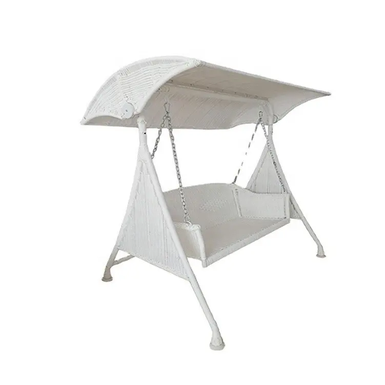 Outdoor rattan swing chair garden furniture hanging double white color swing chair bed