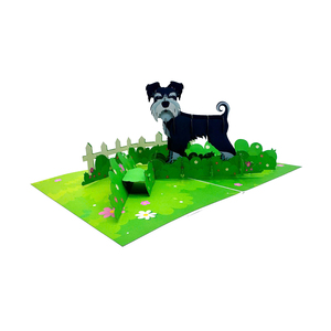 Tarjeta de Felicitación de Papel Hecha a Mano con Impresión Offset, Incluye Sobre, Diseño Creativo 3D Pop-up de Schnauzer, Tarjeta con Diseños de Animales, Gatos y Perros - Product Image 2