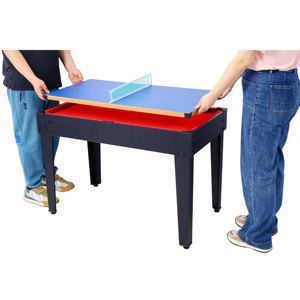 Mesa de Juegos Multifuncional 5 en 1 Negra y Roja: Billar, Hockey de Aire, Futbolín, Ping Pong, Baloncesto - Product Image 5