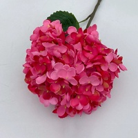 MSFAME Fleurs artificielles en soie rouge, verte, ivoire, rose, jaunes, hortensias à tige unique