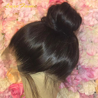 Perruques 360 Full Lace Afro Kinky en Cheveux Humains avec Fermeture Frontale, Perruques 360 Queue de Cheval Lace Frontal Lisses Sans Colle 100% Vierge