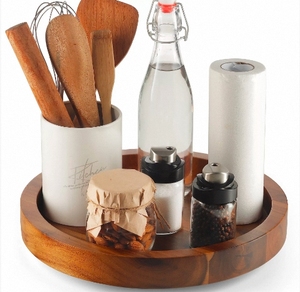 Tavole di salumi in legno rotonde eco-friendly piatto cibo legno Acacia <span class=keywords><strong>Lazy</strong></span> Susan vassoio - Product Image 2