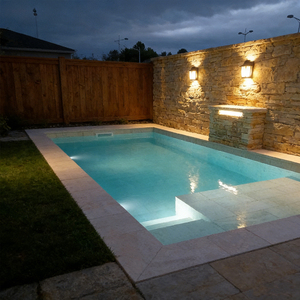 Piscina de Fibra de Vidrio con Spa con Rebosadero y Plataforma para Broncearse para Espacios Reducidos en el Patio Trasero - Product Image 5