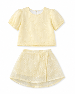ชุดเด็กผู้หญิงลายดอกไม้สุดน่ารักพร้อมแขนพองสำหรับฤดูร้อน - Product Image 3