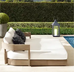 अवकाश सनबेड गार्डन फर्नीचर वाटरप्रूफ सामग्री एकल व्यक्ति बाहरी सोफे बिस्तर कुशन के साथ कुशन