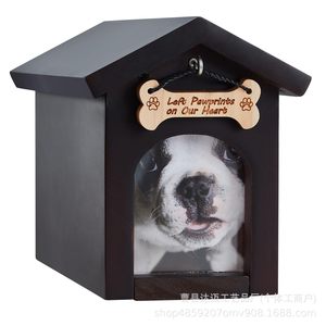 Wooden Pet Urn House Shaped <b>Memorial</b> <b>Box</b> With Photo Frame Dog Tag Hook For Pet Funeral Supplies - Product Image 5