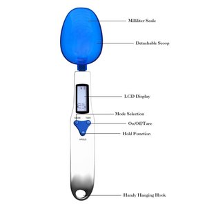 Nueva báscula electrónica de tres cucharas con pantalla LCD de 500g, cuchara medidora de ingredientes con tazas de 25, 30 y 45 mm para uso en la cocina. - Product Image 3