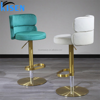 Chaise de bar Kisen Gold Lifting Barbershop Furniture Salon Chaise en fibre de verre avec Stoo Salon en vente