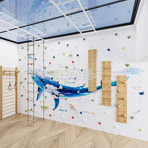Moetry - Equipo de Gimnasio Interior para Niños con Diseño Personalizado de Dinosaurios, Muro de Escalada de Madera para Ejercicios en Casa, Barra de Mono para Gimnasia - Product Image 2