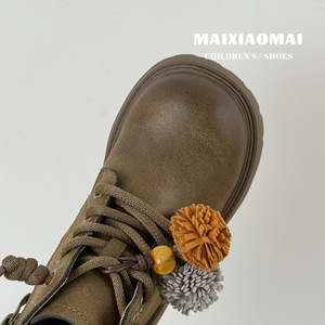 Mai Xiao Mai 2025 Nuova Collezione Autunnale Stivaletti per Bambini alla Moda Retrò con Ciondolo a Nappa in Pelle Effetto Invecchiato con Cerniera Laterale - Product Image 5
