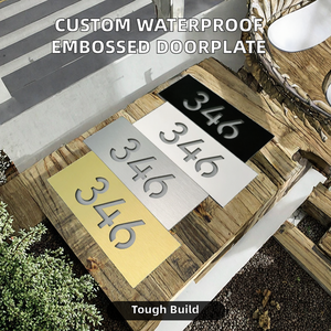 Nuevo Diseño Personalizado <span class=keywords><strong>de</strong></span> Placa <span class=keywords><strong>de</strong></span> Número <span class=keywords><strong>de</strong></span> Puerta Comercial <span class=keywords><strong>de</strong></span> Acero Inoxidable Impermeable con Número en Relieve para Oficina y Edificio - Product Image 2