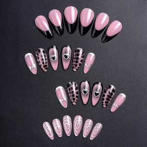<span class=keywords><strong>Uñas</strong></span> Postizas en Oferta, <span class=keywords><strong>Diseño</strong></span> Francés Negro Mármol Oscuro, Estilo Occidental, <span class=keywords><strong>Uñas</strong></span> Postizas con <span class=keywords><strong>Diseño</strong></span> <span class=keywords><strong>de</strong></span> Corazón, Puntas <span class=keywords><strong>de</strong></span> <span class=keywords><strong>Uñas</strong></span> Removibles - Product Image 4