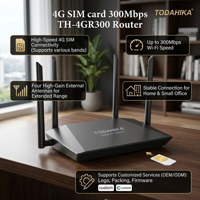 4GHz 300Mbps 3G/4G Modem SIM Slot High-Speed 4G LTE Wireless Router for Enterprise Use OpenWrt Certified RoHS