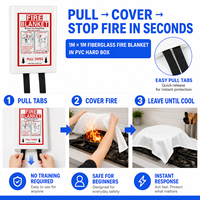 Couverture anti-feu Huarui pour le camping, en fibre de verre et PVC, étui rigide 1*1m, CE EN1869, outil de protection contre les incendies d'urgence