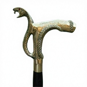 Bastón de latón y madera con cabeza de serpiente, con impresión troquelada, bastón vintage hecho a mano para caballero, regalo para el Día del Padre - Product Image 3