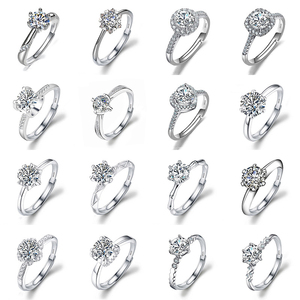 Collection de bagues classiques en <span class=keywords><strong>diamant</strong></span> de 40 styles, vente en gros d'usine SC, plaqué argent réglable, zircone <span class=keywords><strong>1</strong></span> <span class=keywords><strong>carat</strong></span>, bague de fiançailles pour femmes - Product Image 1