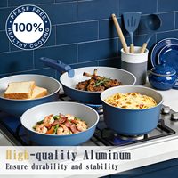 Ensemble de casseroles en céramique Smartpan 21 pièces pour usage domestique moderne, poignées amovibles, compatible induction, passe au lave-vaisselle et au four