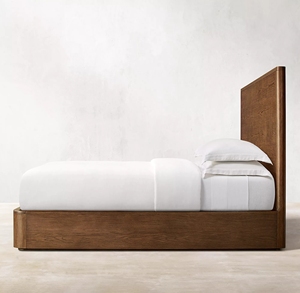 Lit double simple en bois massif de style américain pour chambre à coucher, hôtel, chambre principale, villa, grand lit familial, mobilier personnalisé - Product Image 5