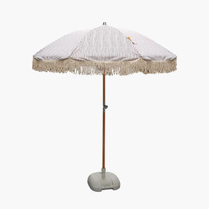 Parasol Pagoda de Luxe pour Complexes Hôteliers, Parasol de Plage Classique à Rayures Cabana avec Pompons, Cadre en Bois de Qualité Commerciale pour Piscine - Product Image 1